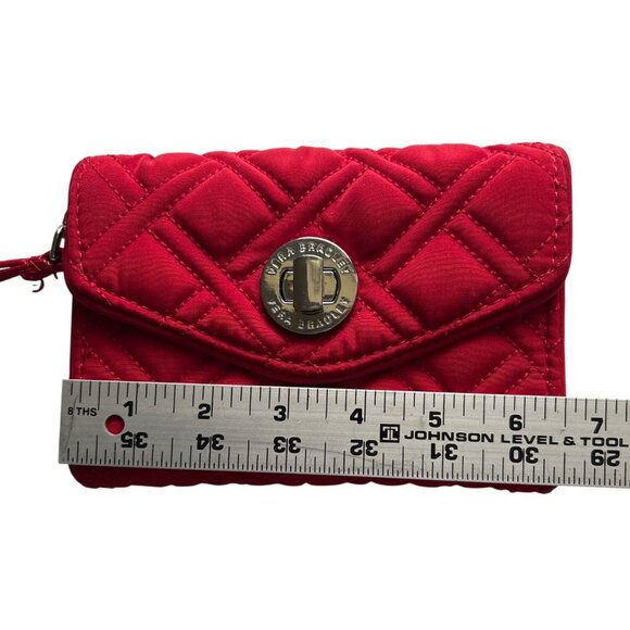 Vera Bradley Red Quilted Wristlet Wallet With Turnlock Closure - Picture 7 of 8